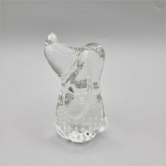 Basset Hound Dog Clear Hand Blown Glass Paperweight Figurine Bubbles 4" - Picture 2 of 7